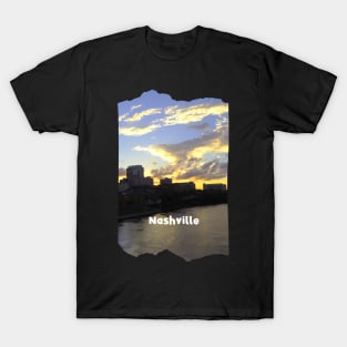 Cool sunset photography of Nashville Tennessee skyline sunset sky USA city break T-Shirt